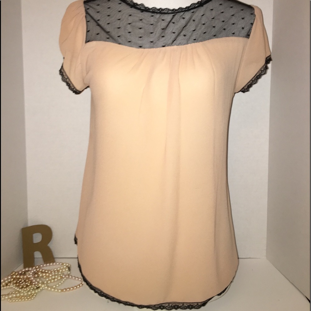 FOREVER 21 - Sz: S - Tan/Black Sheer Top